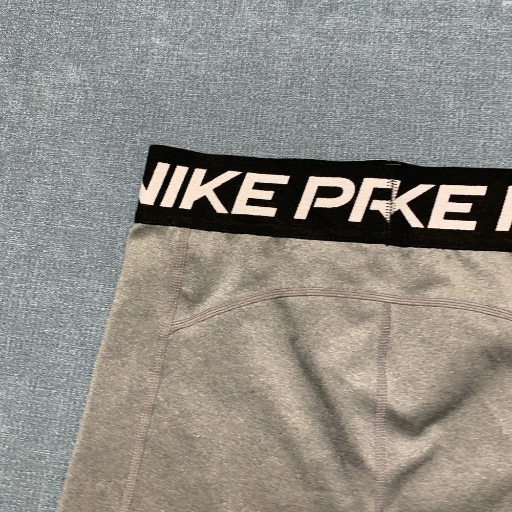 Nike Pro Shorts Girls 23 Heather Gray Dri Fit Training Technology High Waist